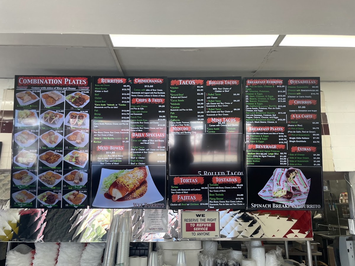 Carolina's Mexican Food Menu - Image 1